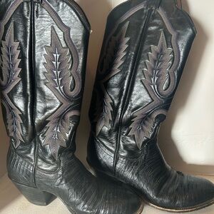 Panhandle Slim Black and Tan Cowboy Boots